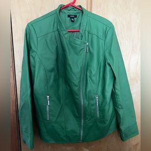 Green faux leather jacket